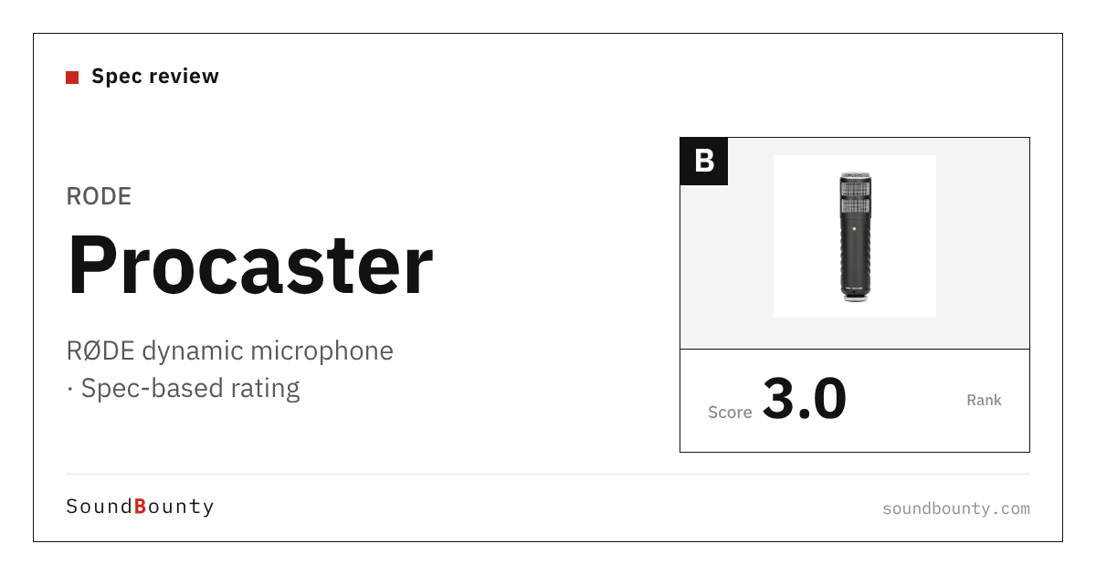 RØDE Procaster dynamic microphone: features and spec-based rating
