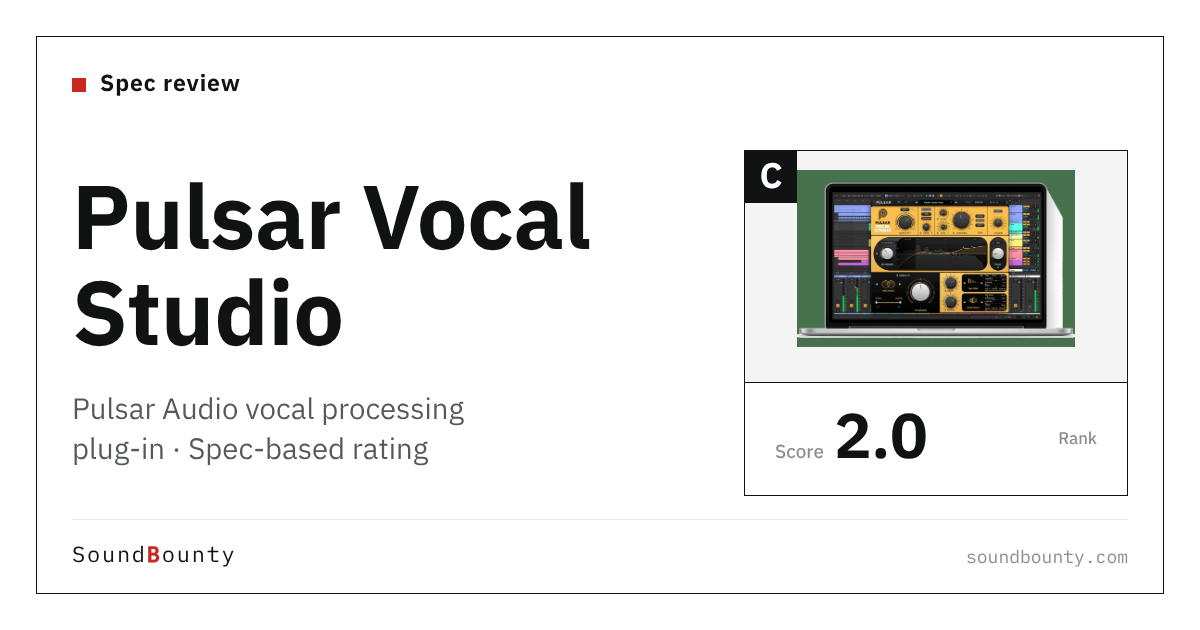 Pulsar Audio Pulsar Vocal Studio vocal processing plug-in: features and spec-based rating