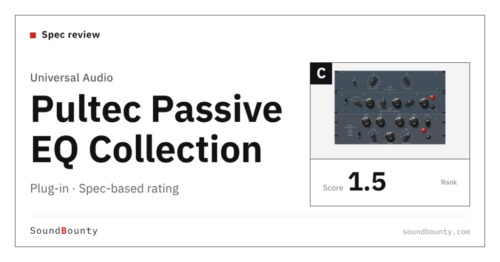 Universal Audio Pultec Passive EQ Collection plug-in: features and spec-based rating