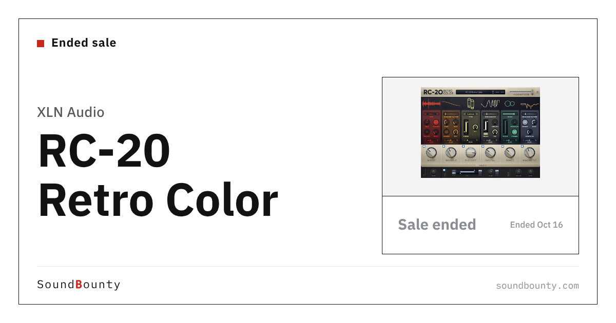 XLN Audio RC-20 Retro Color is 70% off at Plugin Boutique ($29, until Oct 16)