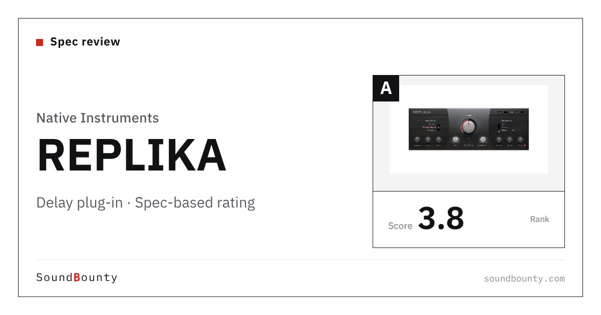 Native Instruments REPLIKA free delay plug-in: features and spec-based rating