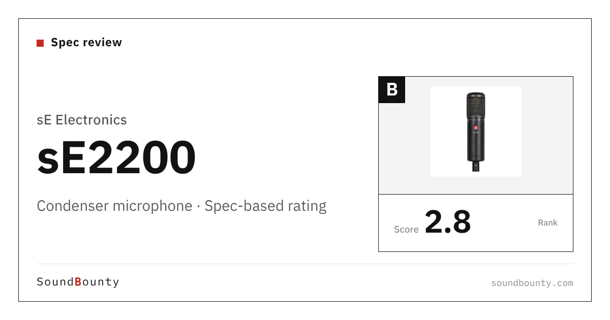 sE Electronics sE2200 condenser microphone: features and spec-based rating