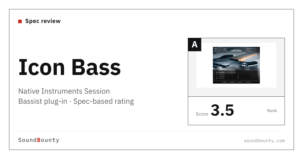 Native Instruments Session Bassist Icon Bass plug-in: features and spec-based rating