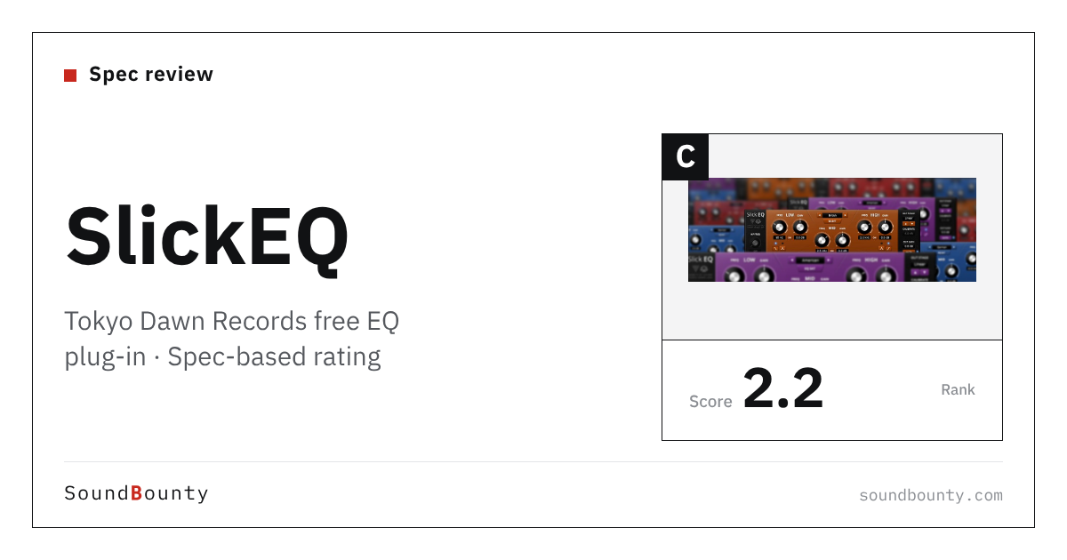 Tokyo Dawn Records SlickEQ free EQ plug-in: features and spec-based rating