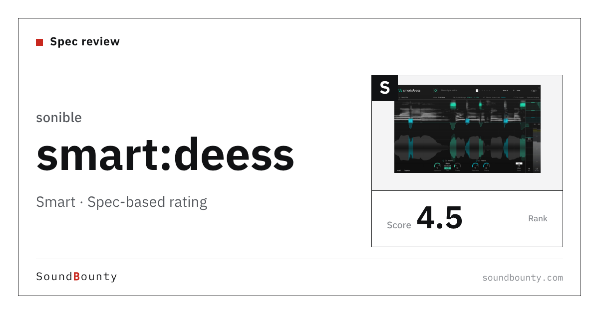 sonible smart:deess de-esser plug-in: features and spec-based rating