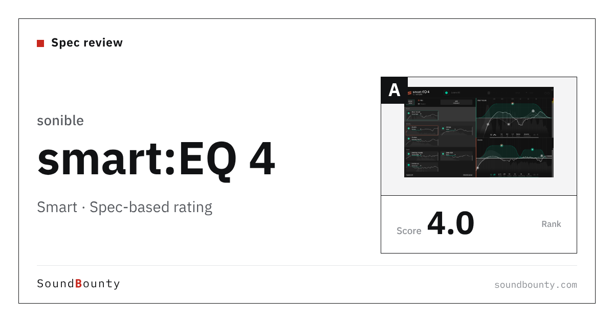 sonible smart:EQ 4 plug-in: features and spec-based rating