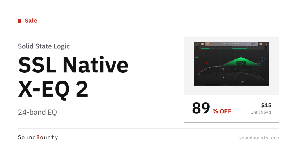 Solid State Logic SSL Native X-EQ 2 24-band EQ is 89% off at Plugin Boutique ($15, until Nov 1)