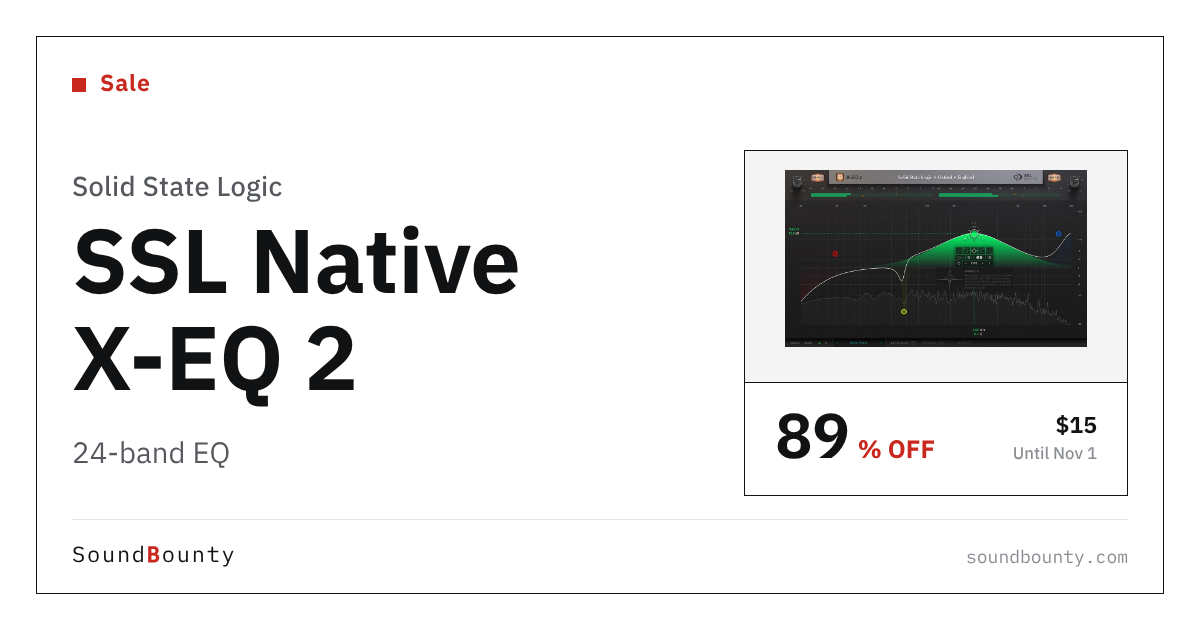 Solid State Logic SSL Native X-EQ 2 24-band EQ is 89% off at Plugin Boutique ($15, until Nov 1)