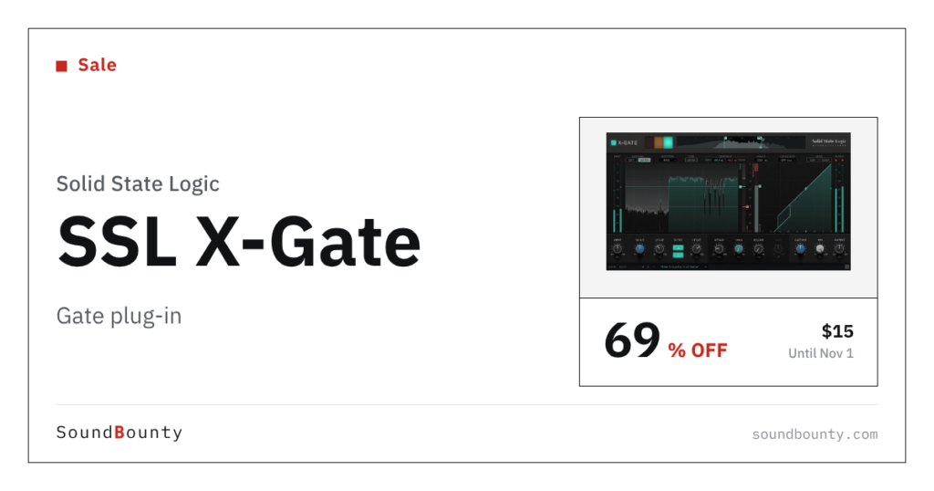 Solid State Logic SSL X-Gate gate plug-in is 69% off at Plugin Boutique ($15, until Nov 1)