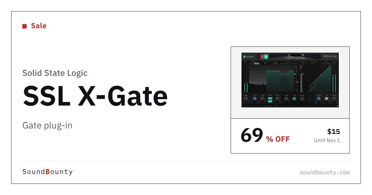 Solid State Logic SSL X-Gate gate plug-in is 69% off at Plugin Boutique ($15, until Nov 1)