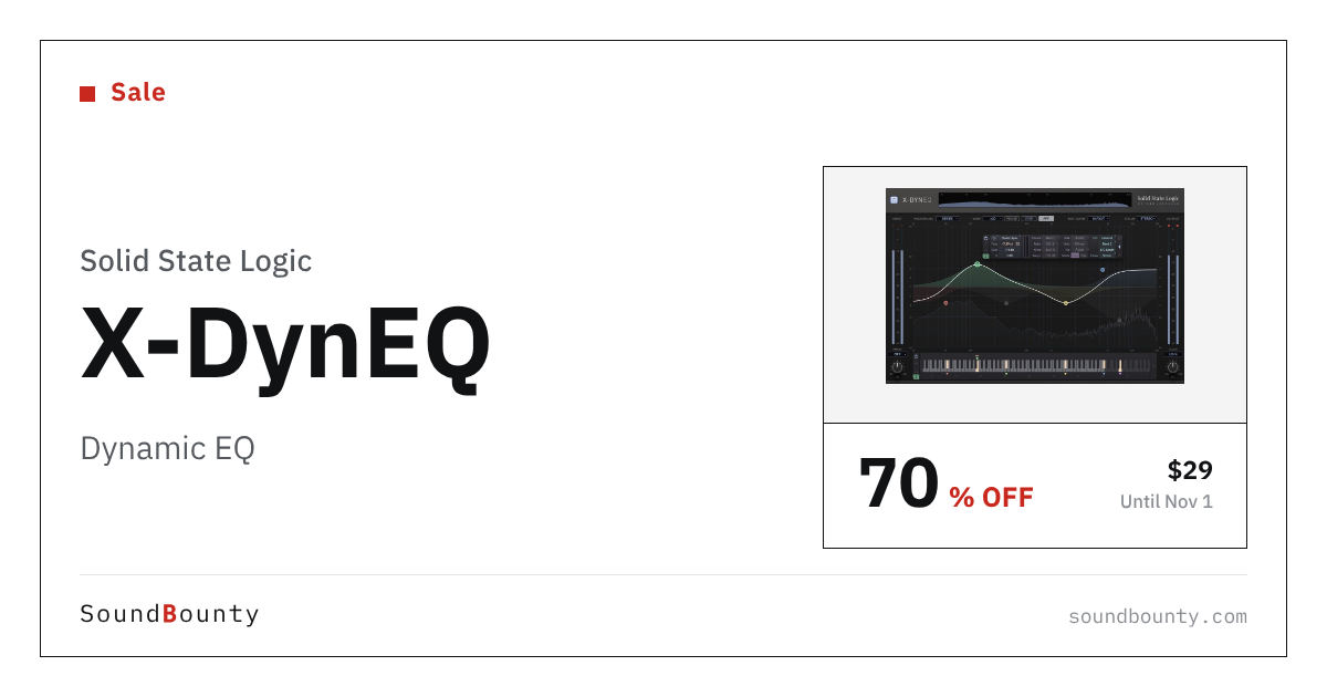 Solid State Logic X-DynEQ dynamic EQ is 70% off at Plugin Boutique ($29, until Nov 1)