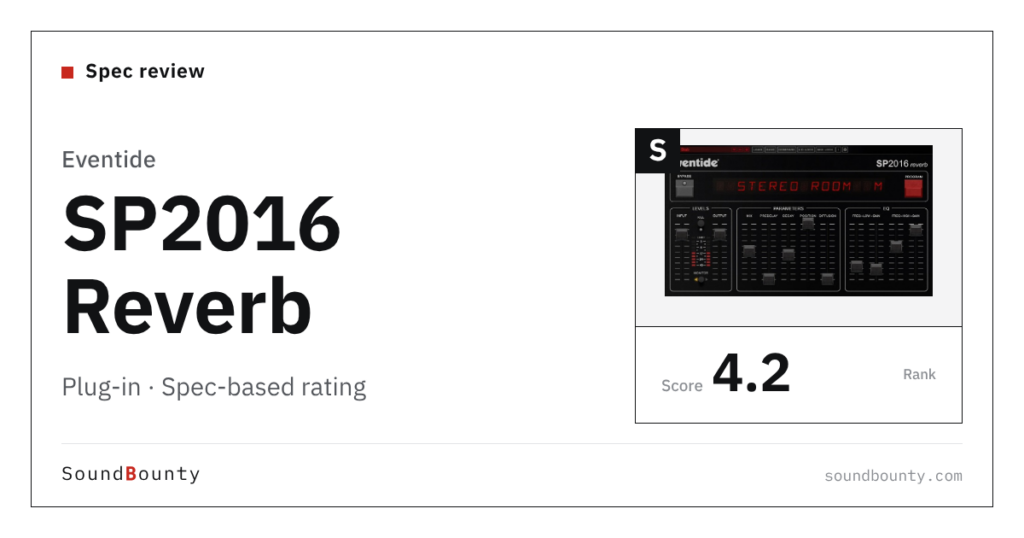Eventide SP2016 Reverb plug-in: features and spec-based rating