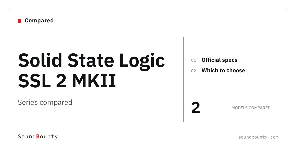 Solid State Logic SSL 2 MKII Series Compared: SSL 2 MKII, SSL 2+ MKII by Official Specs