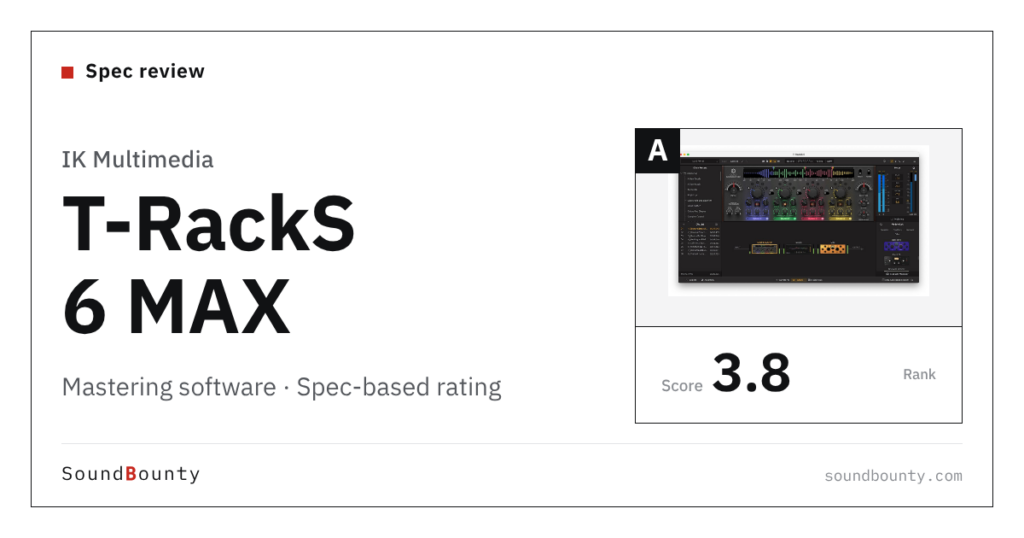 IK Multimedia T-RackS 6 MAX mastering software: features and spec-based rating