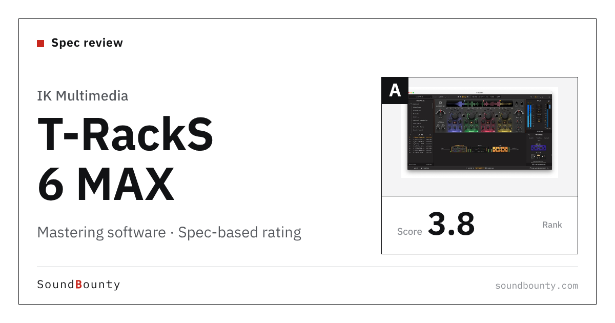 IK Multimedia T-RackS 6 MAX mastering software: features and spec-based rating