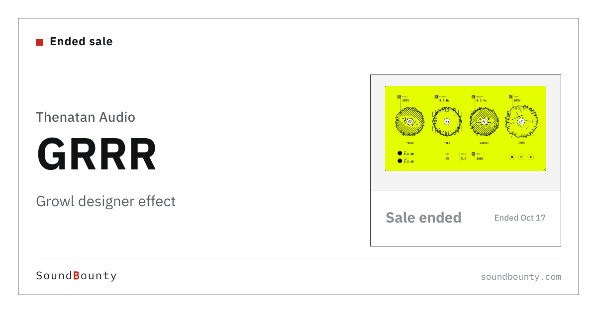 Thenatan Audio GRRR growl designer effect is 75% off at Plugin Boutique ($12, until Oct 17)