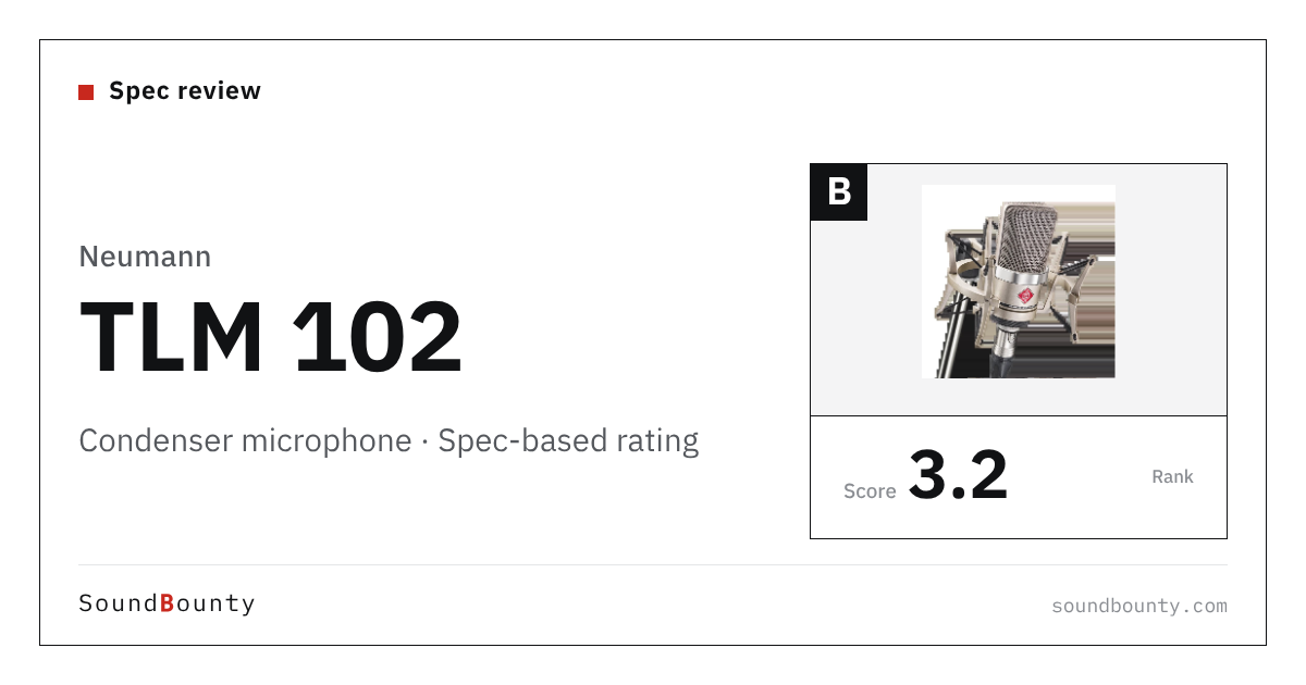 Neumann TLM 102 condenser microphone: features and spec-based rating