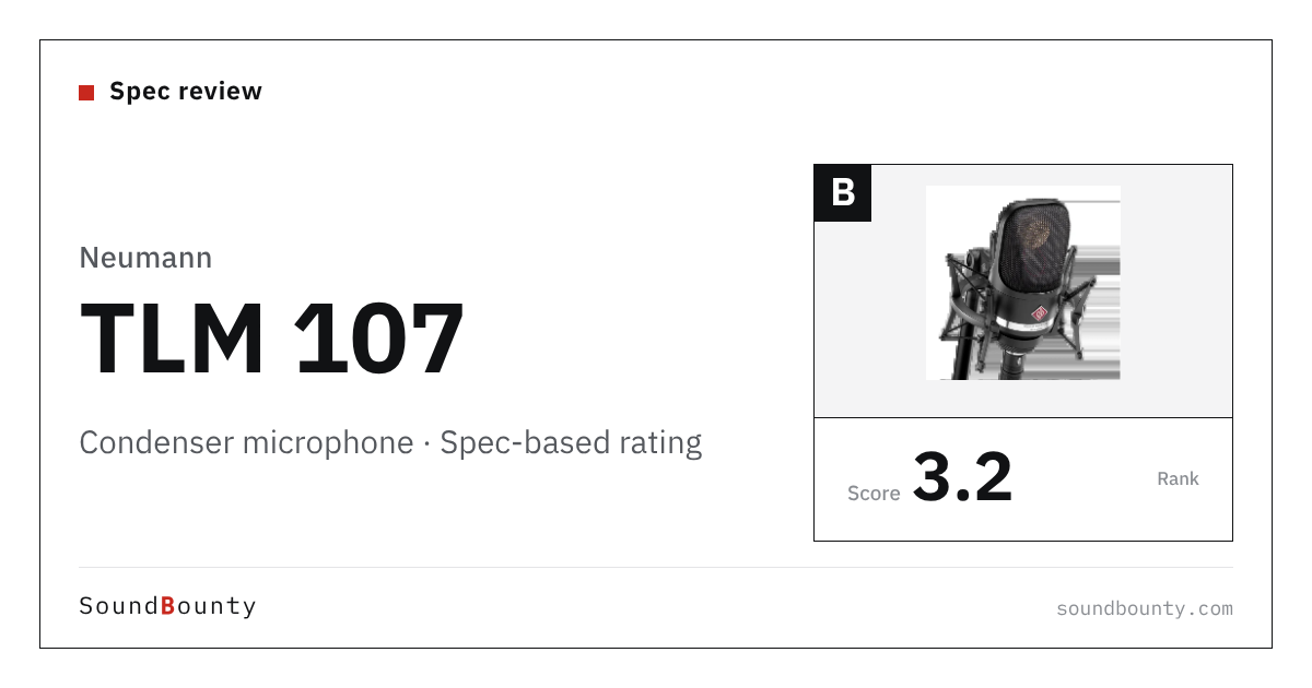 Neumann TLM 107 condenser microphone: features and spec-based rating