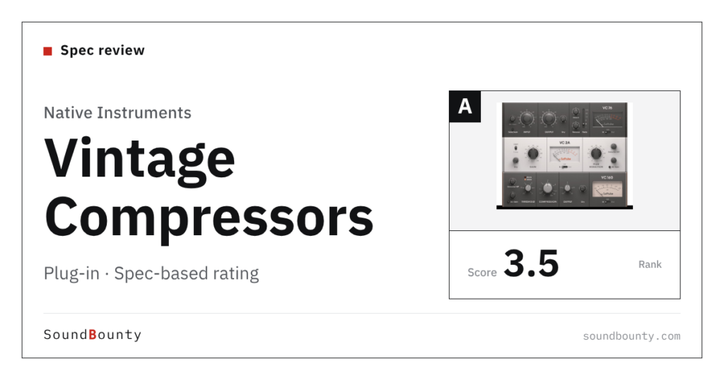 Native Instruments Vintage Compressors plug-in: features and spec-based rating