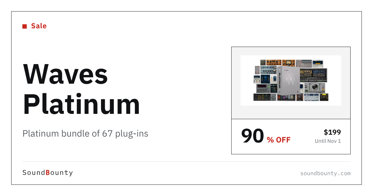 Waves Platinum bundle of 67 plug-ins is 90% off at Plugin Boutique ($199, until Nov 1)