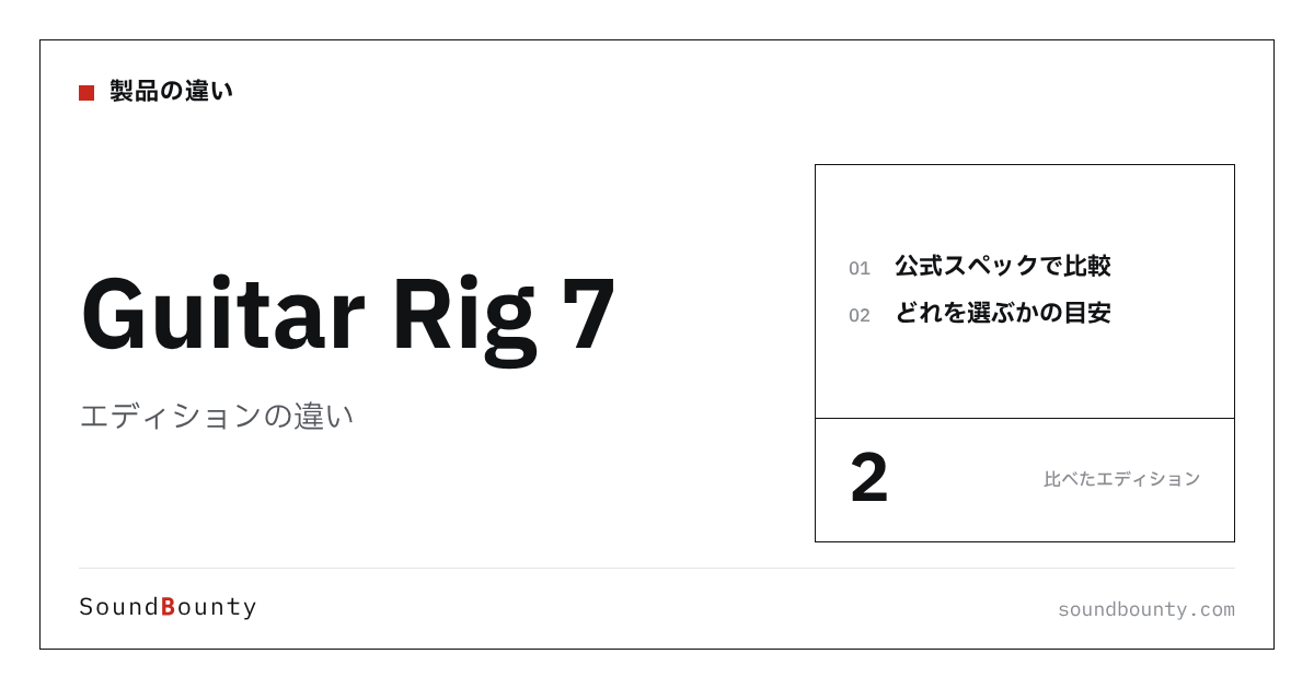 Guitar Rig 7(ギターリグ)のエディションの違い|2種類を比較してどれを選ぶか