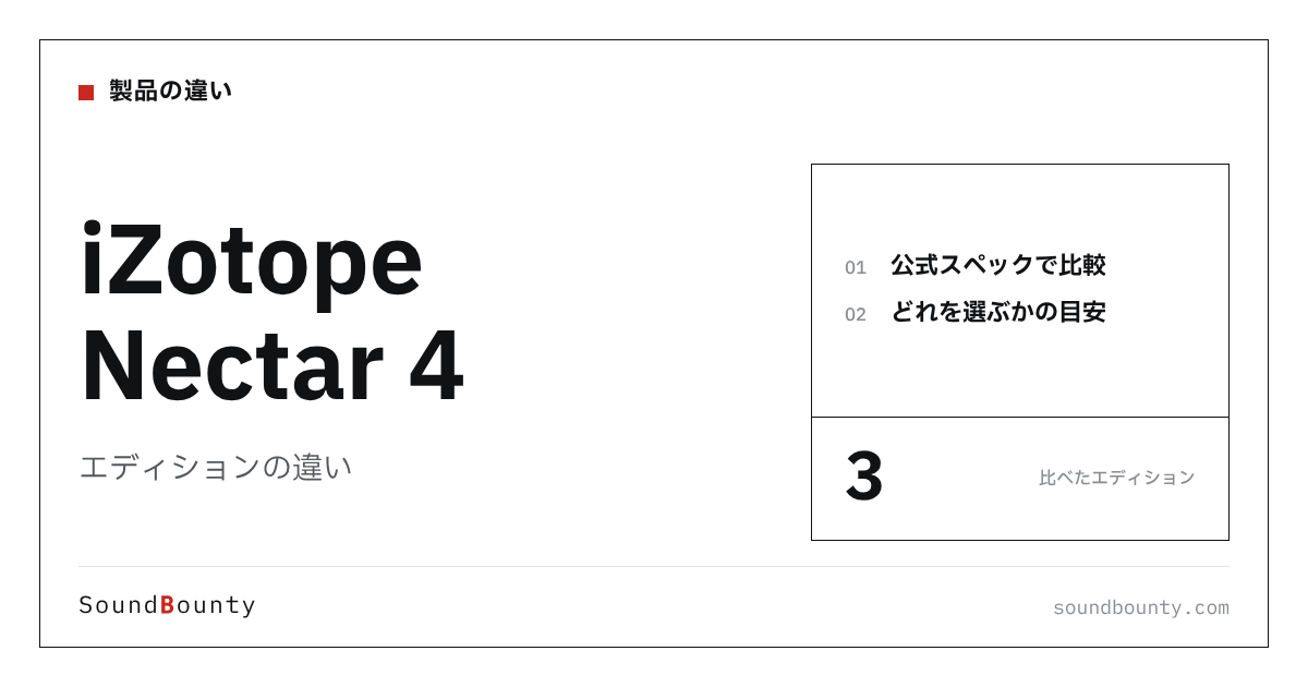 iZotope Nectar 4(ネクター)のエディションの違い|3種類を比較してどれを選ぶか