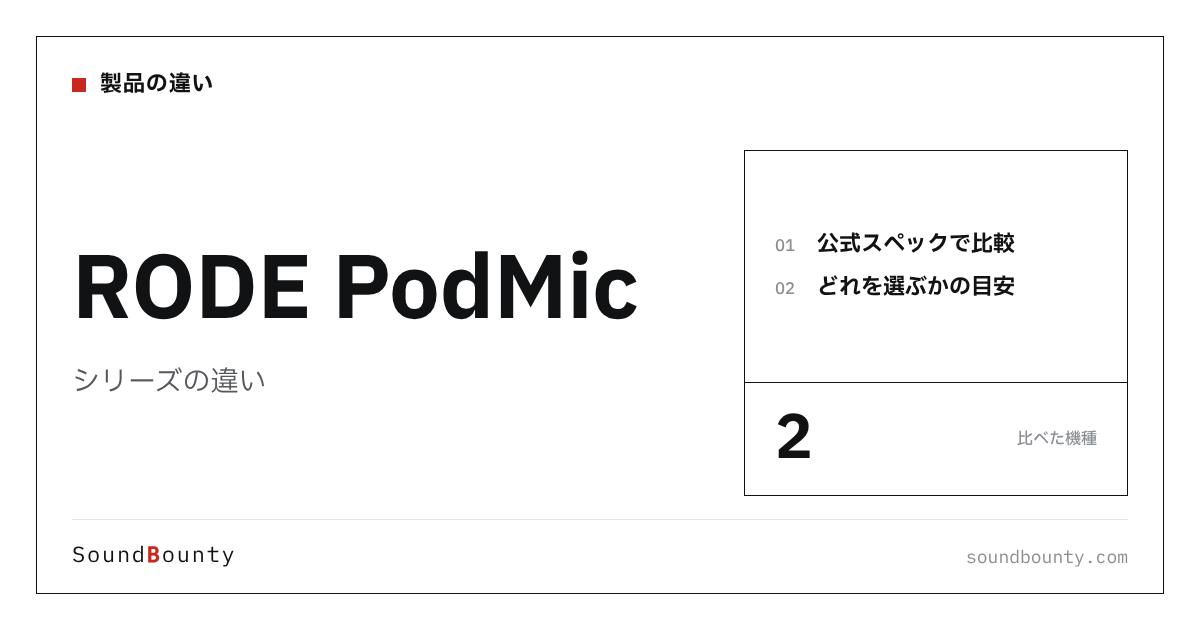 RODE PodMicシリーズの違い|PodMic・PodMic USBを公式スペックで比べてどれを選ぶか
