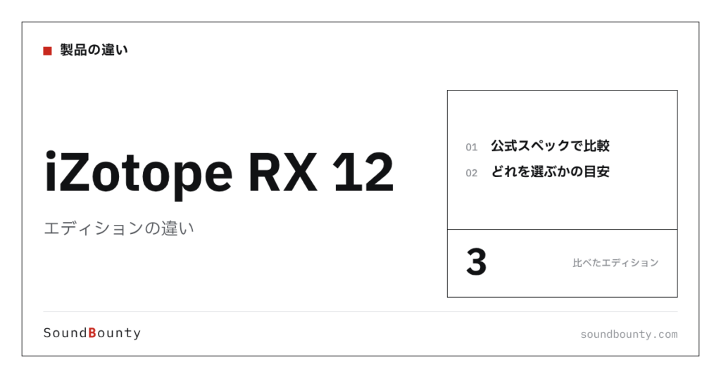 iZotope RX 12（アールエックス）のエディションの違い｜3種類を比較してどれを選ぶか