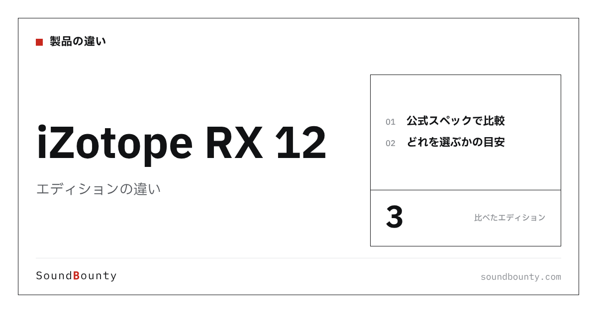 iZotope RX 12（アールエックス）のエディションの違い｜3種類を比較してどれを選ぶか