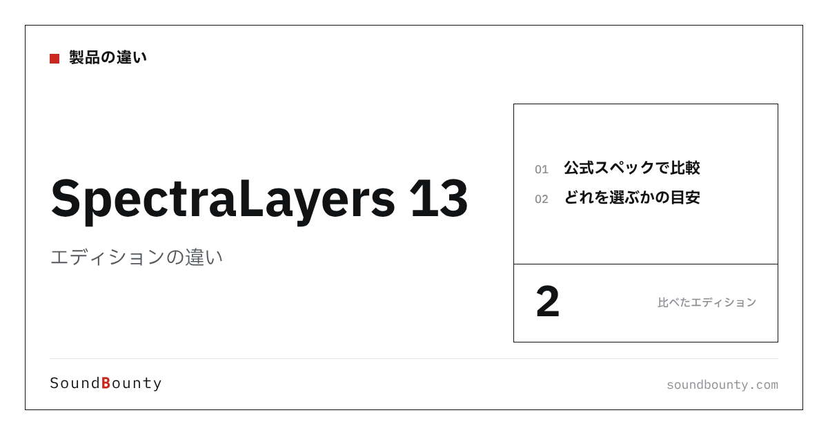 SpectraLayers 13(スペクトラレイヤーズ)のエディションの違い|2種類を比較してどれを選ぶか