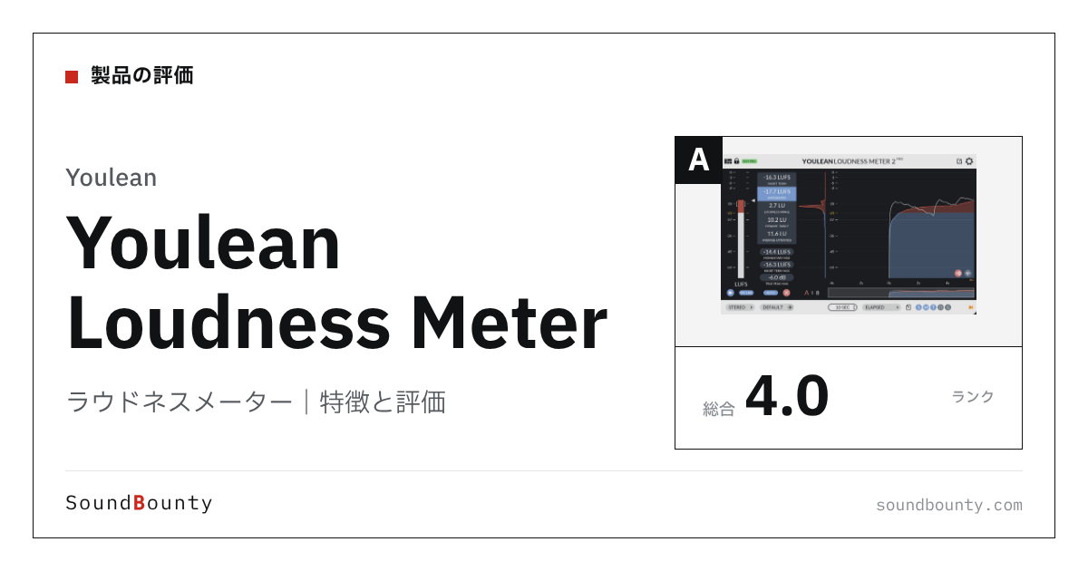 Youleanのラウドネスメーター「Youlean Loudness Meter」(無料)の特徴と評価
