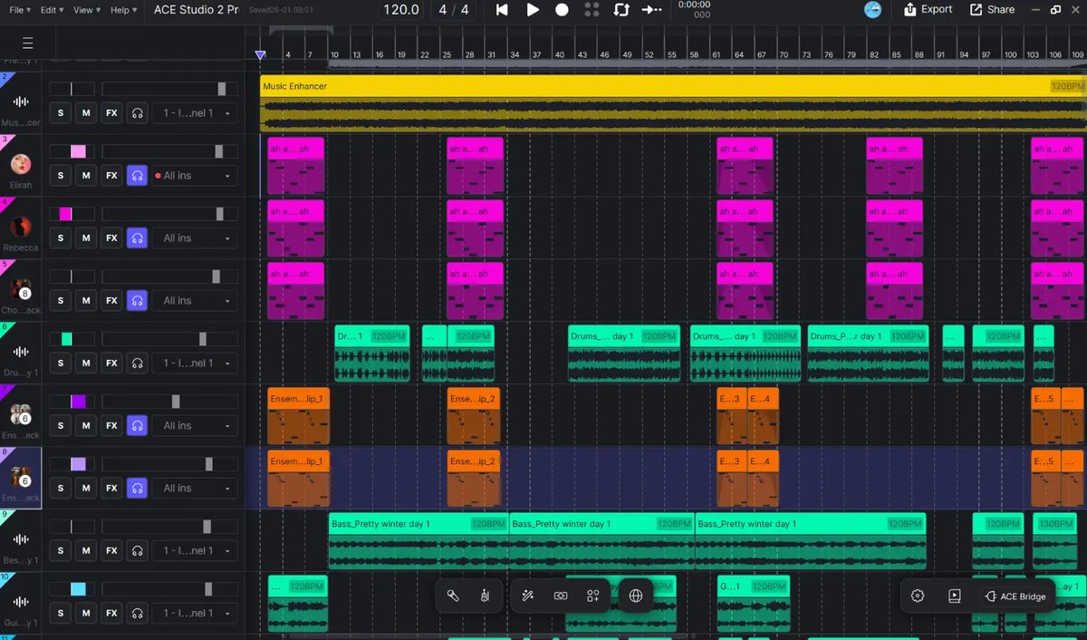 ACE Studio 2.0 Artist Proの画面