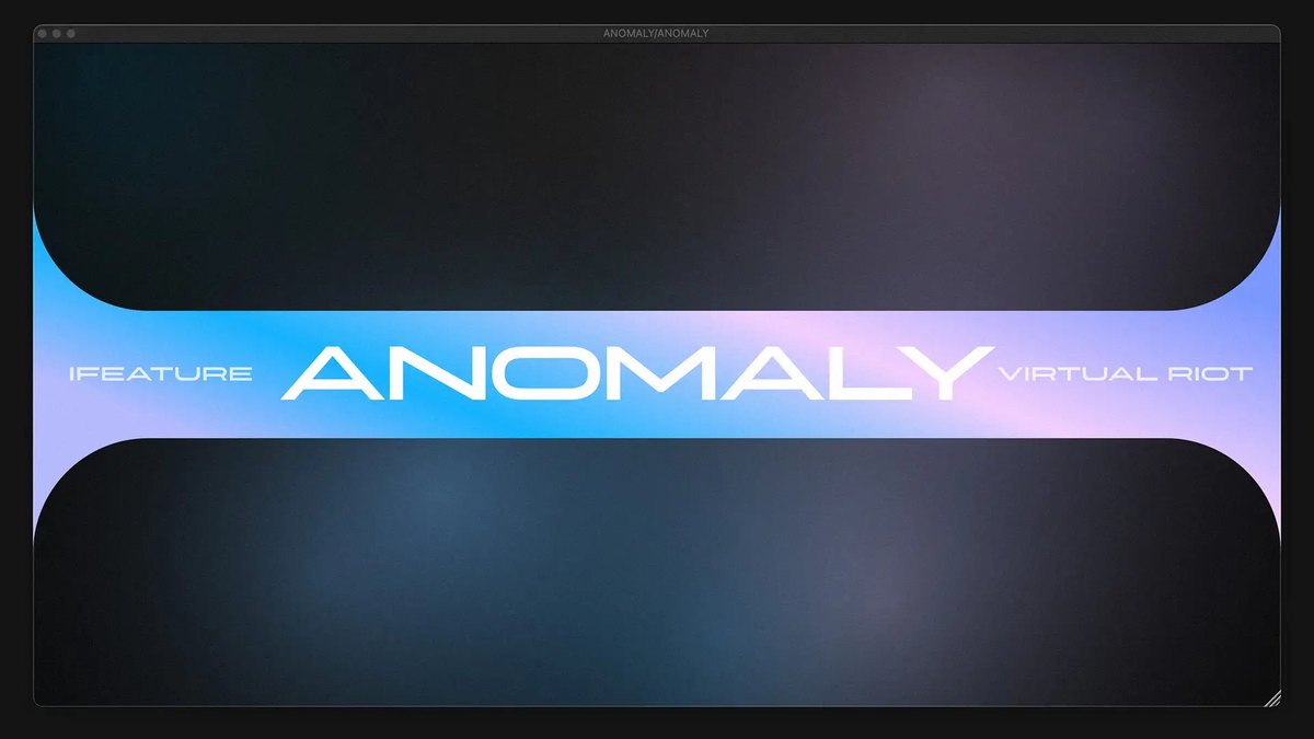 ANOMALYのロゴの帯だけが表示された画面。上下のパネルは空