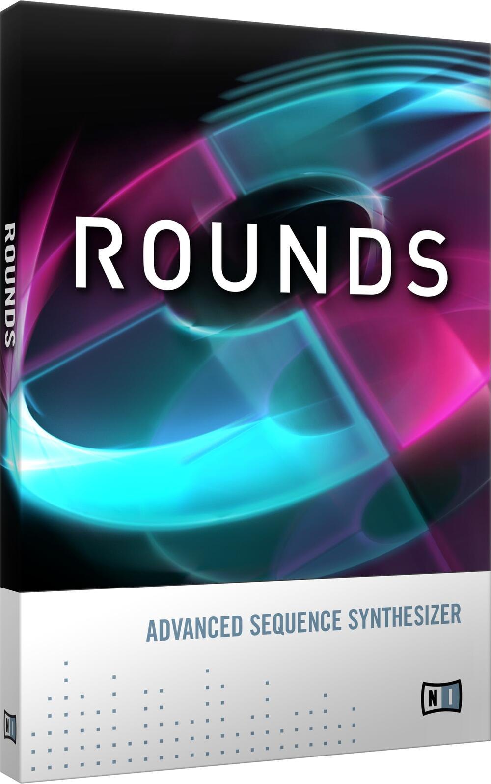 ROUNDSの箱。ピンクと水色の模様の上に「ROUNDS」と書かれ、下に「ADVANCED SEQUENCE SYNTHESIZER」の文字がある