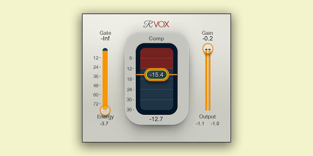 薄い黄色の背景に、R-Voxの画面が1つ置かれている