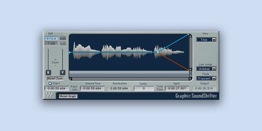 薄い青色の背景に、Graphic SoundShifterの画面が1つ置かれている